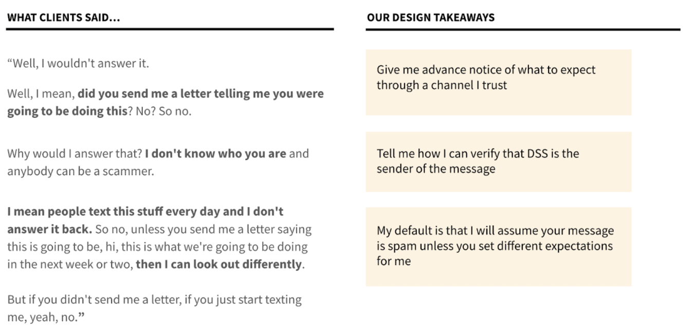 client feedback and design takeaways