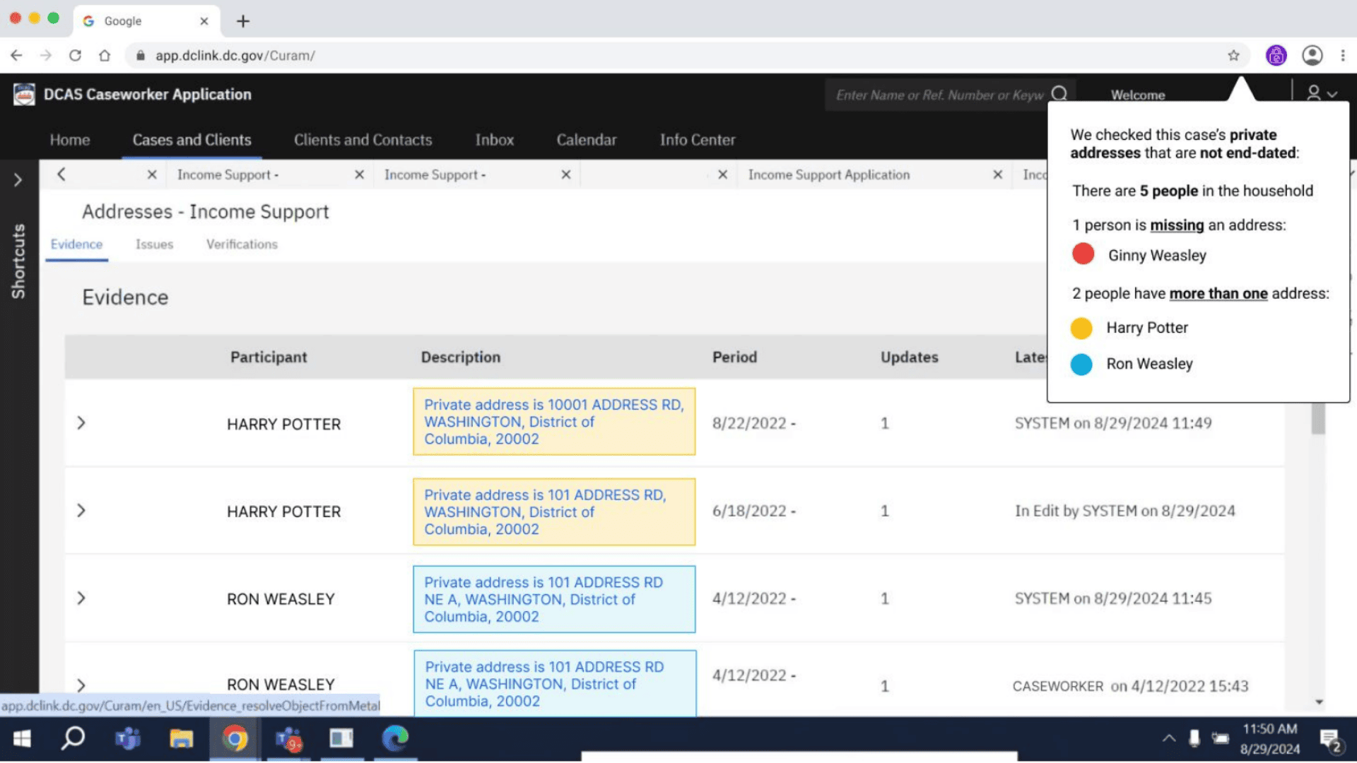 Example of browser extension tool