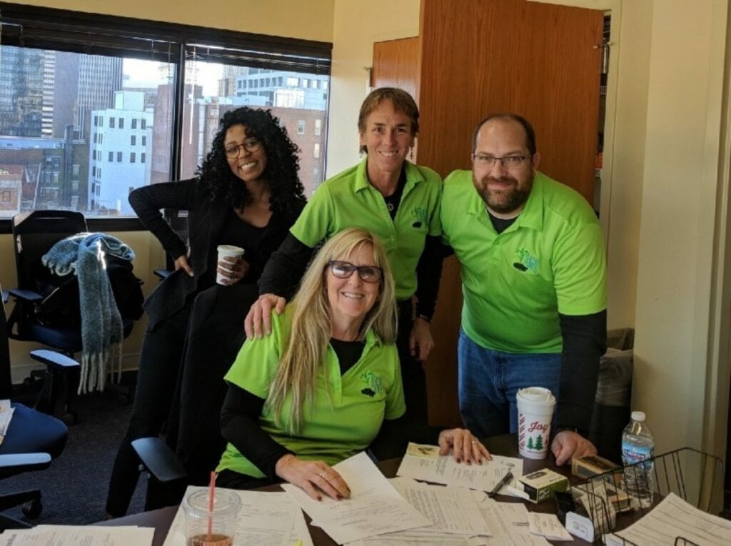 Code for America designer Jazmyn Latimer with Christine Jones, Ann Ohmer, and Dave Harvey from the Hamilton County Public Defender’s Fresh Start Clinic