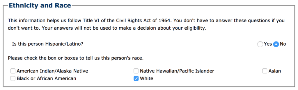 A section on a form labeled