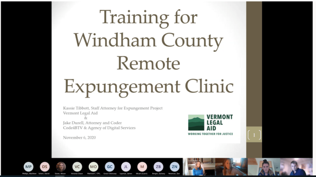 a zoom training for the expungement clinic
