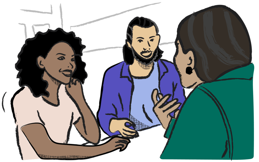 Illustration of a group of people talking