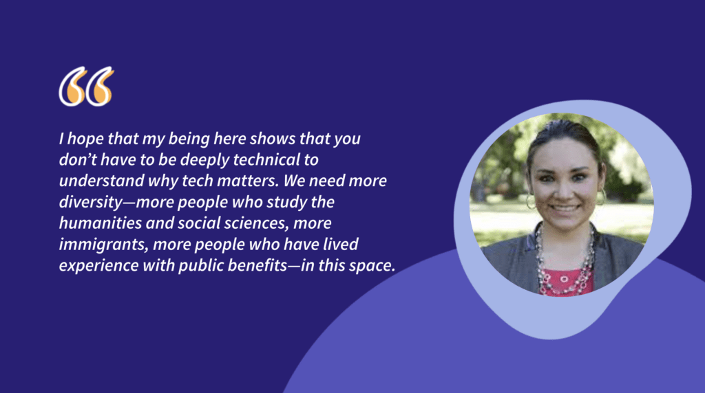 Angie with a quote from the article