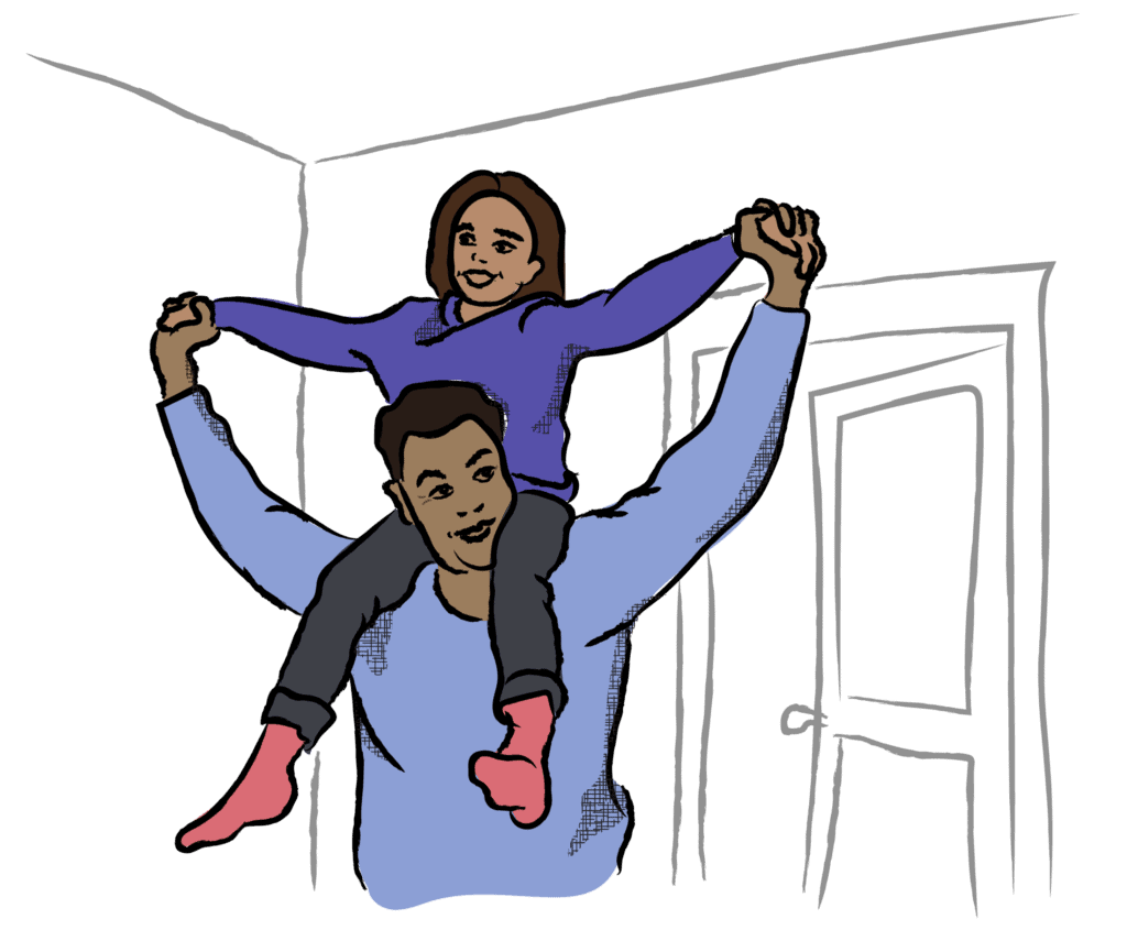 Illustration of an adult playing with a child