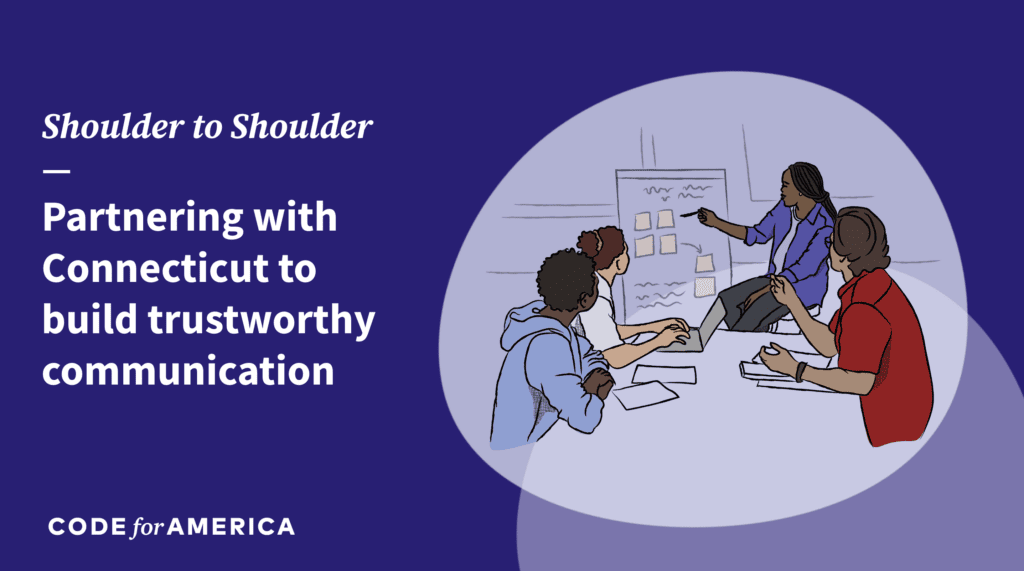 an illustration of group working together