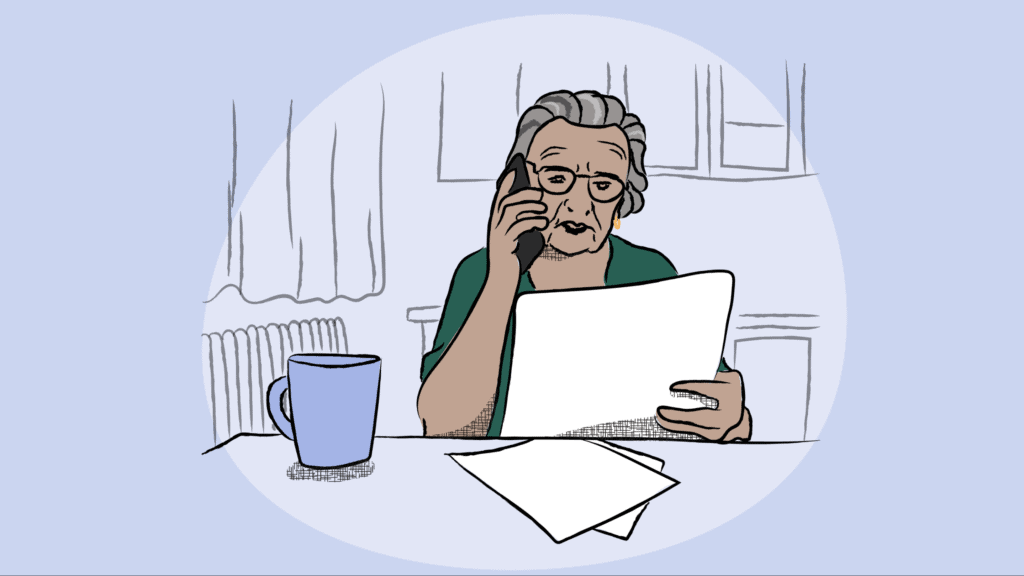 an elderly woman on the phone