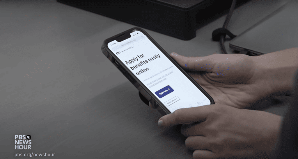 a phone that says apply for benefits easily online