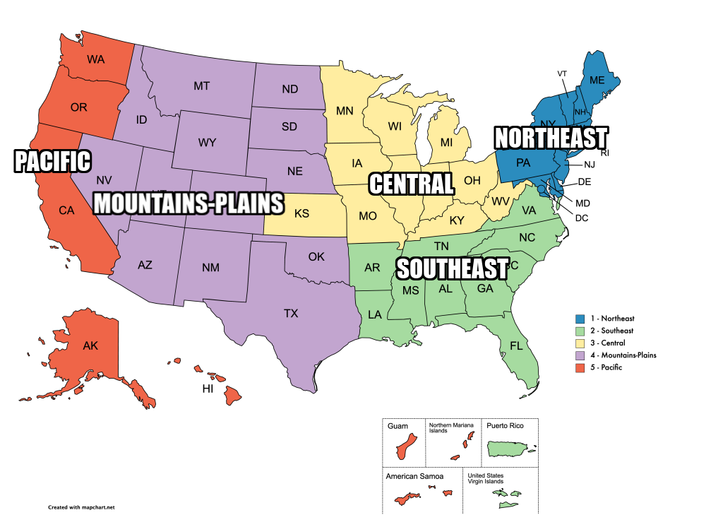 NAC Region MAP